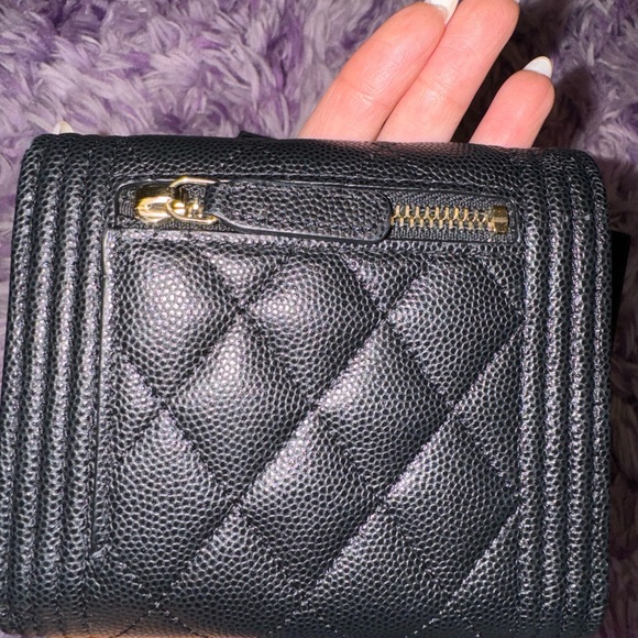 ***SOLD*** Chanel Black Quilted Caviar Boy Flap Wallet with Gold Hardware - Picture 4 of 11